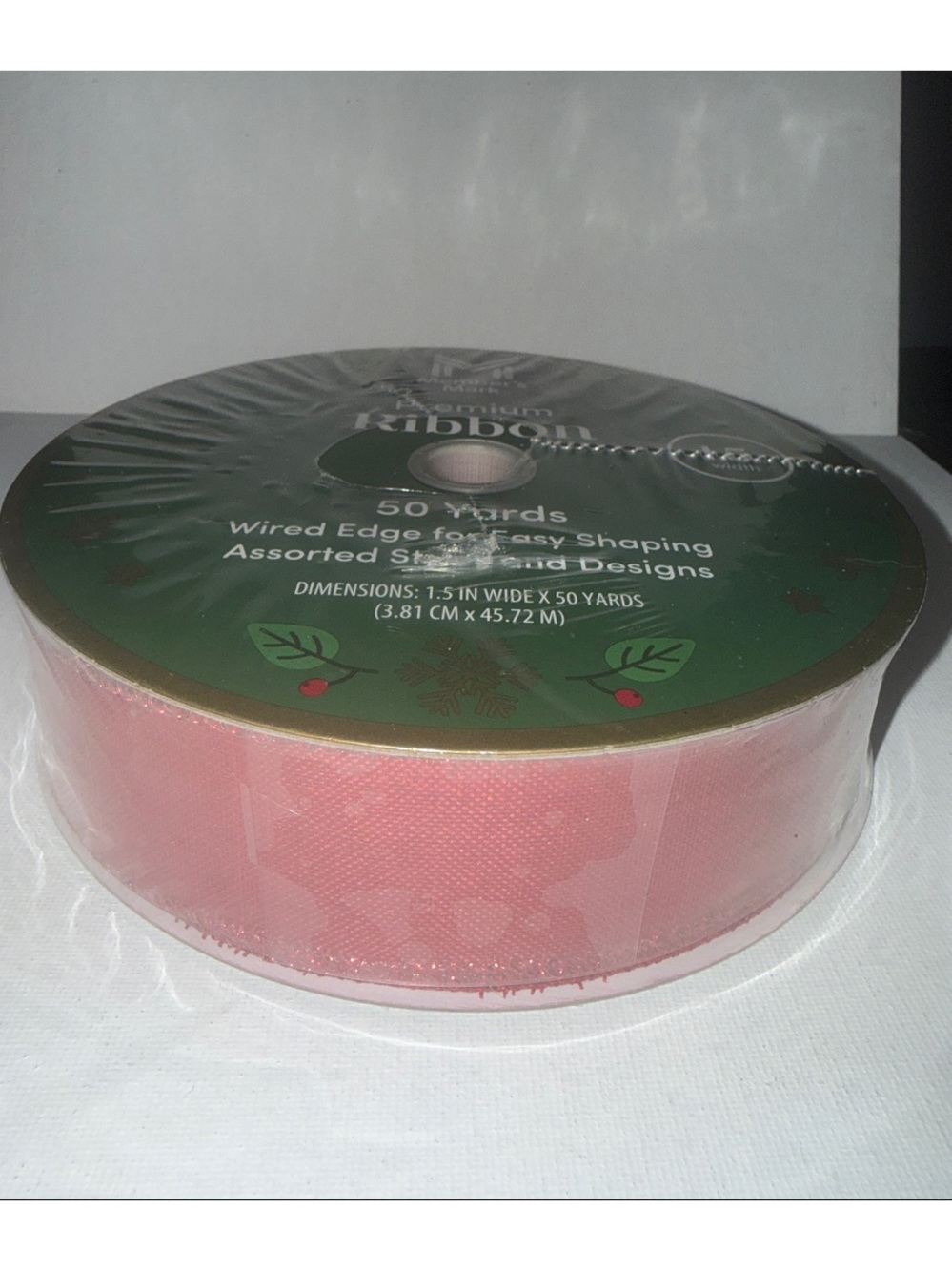 Wired Edge Decorative Ribbon in Red for Crafts & Gift Wrapping - Picture 2 of 6